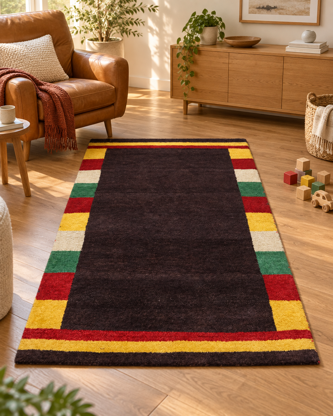 Gabbeh Teppich Handgeknüpft 100% Wolle Braun Orientteppich 117x185 CM M81