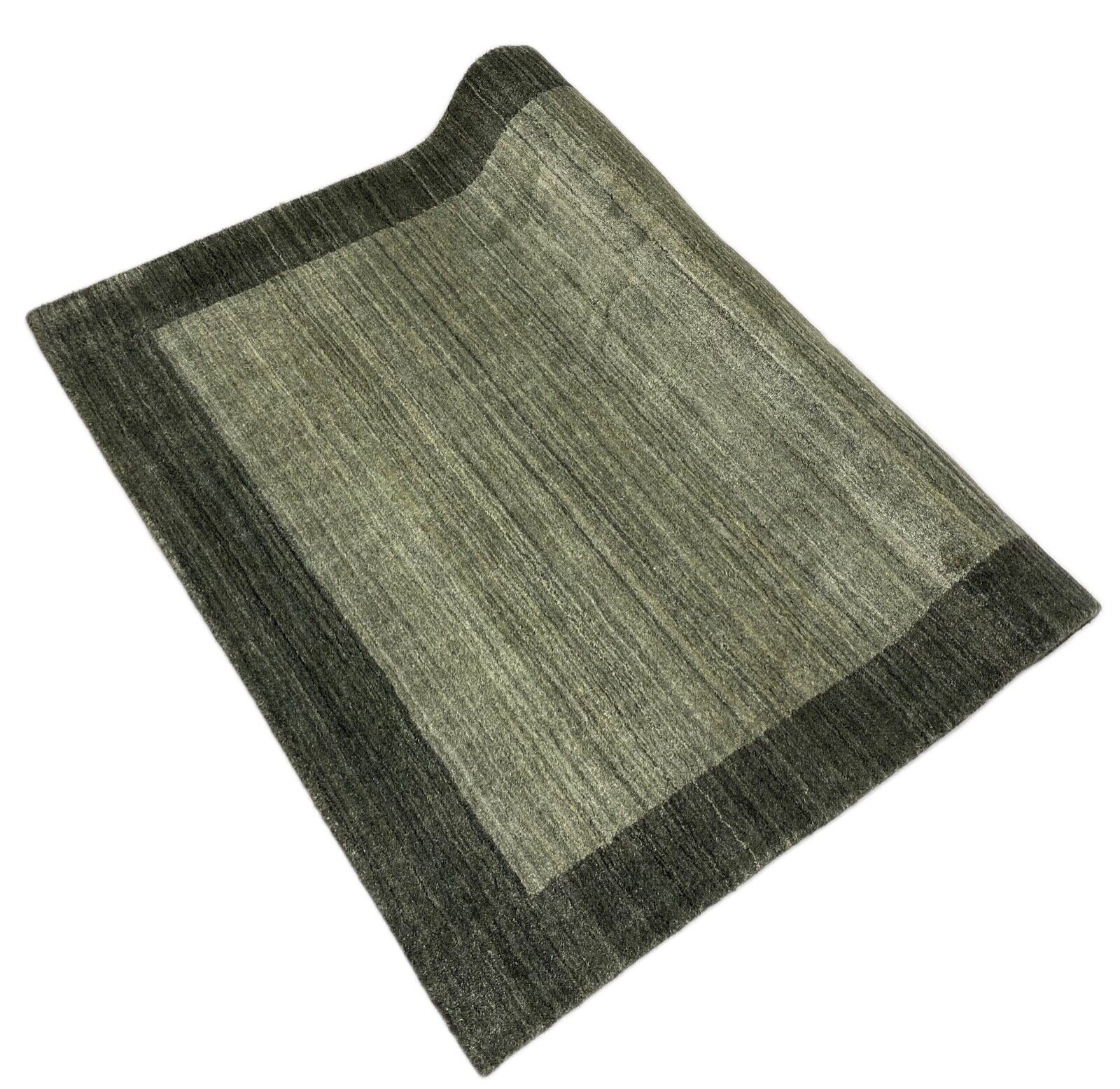 Gabbeh Teppich 100% Wolle Grau Braun loom lori Handgewebt 120x180 cm S57