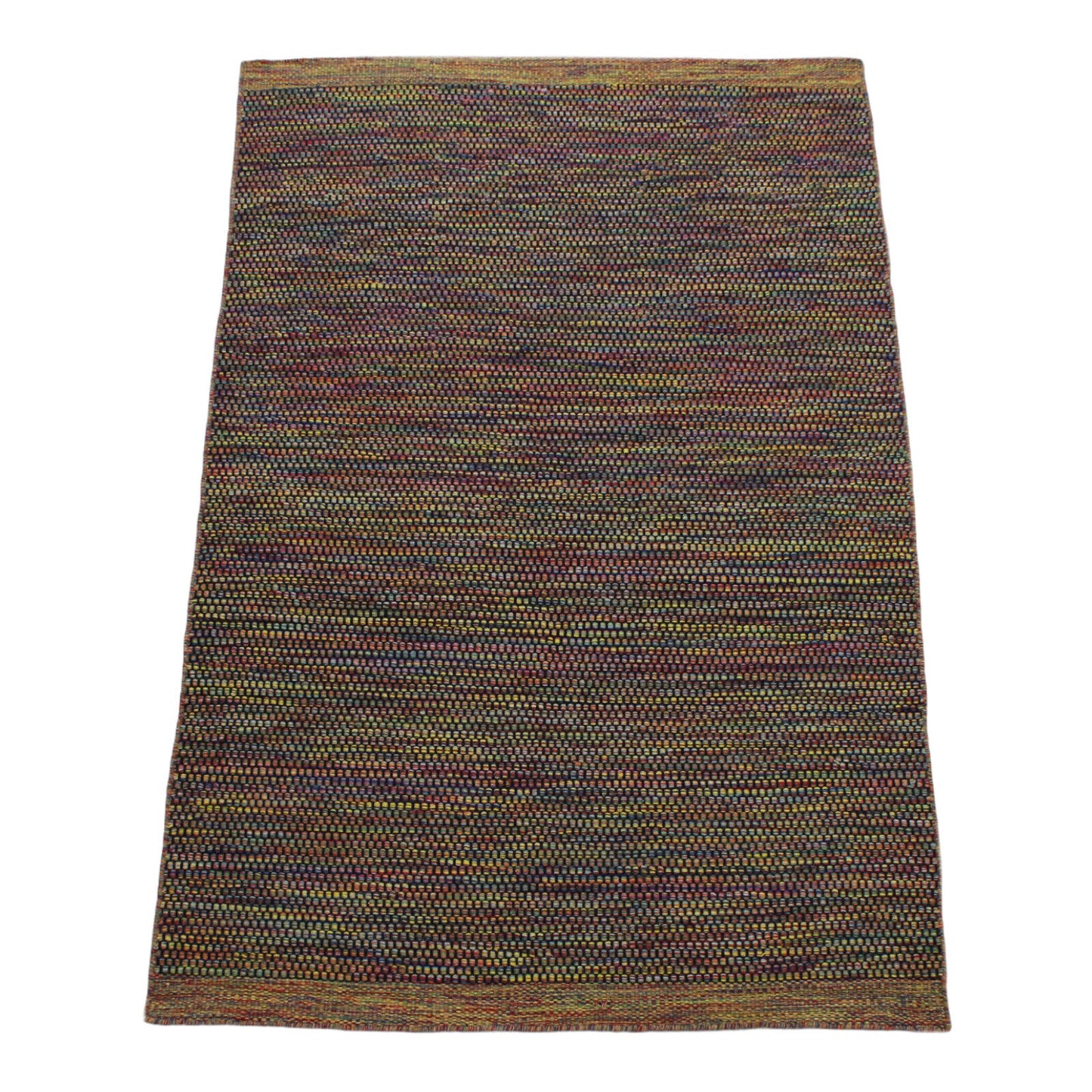Wohnzimmer 100% wolle Teppich Flachgewebe Bunt Orange Gold 120x180 cm Kilim