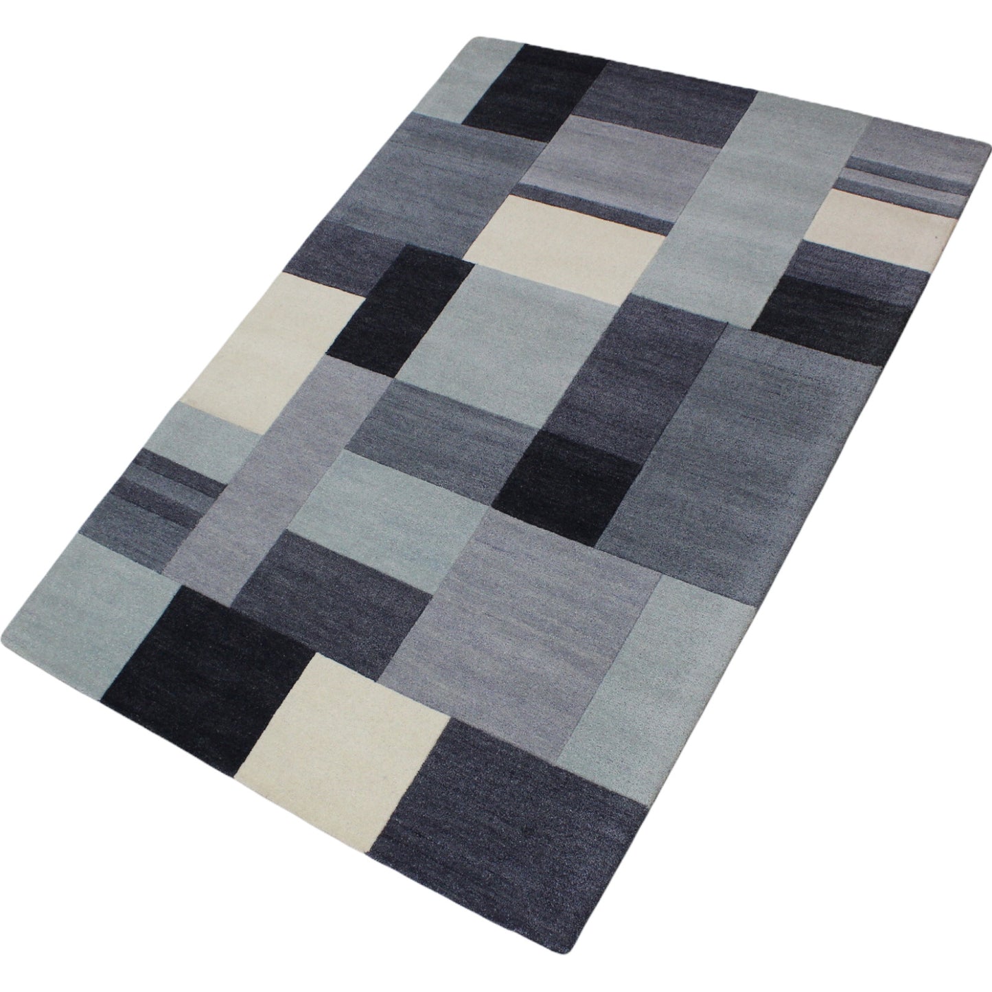 Teppich 100% Wolle HellBlau Beige 160X230 cm Orientteppich Handgetuftet HT234