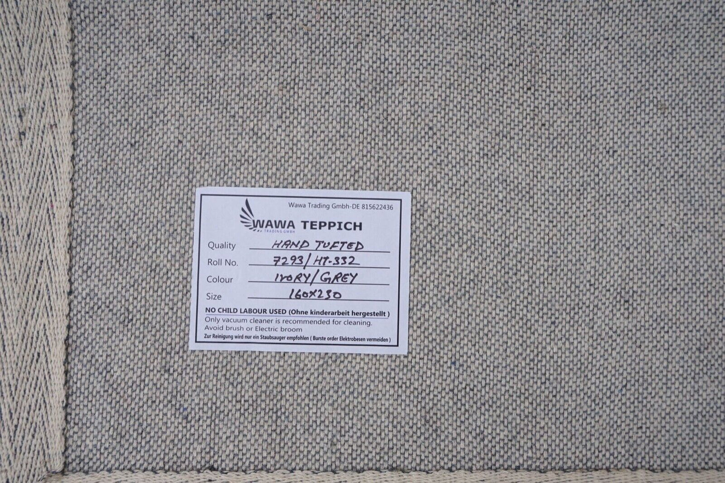 Beige Teppich 100% Wolle 160X230 cm Orientteppich Handgetuftet HT332u