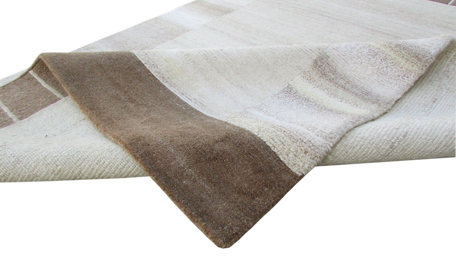 Nepal Teppich Handgeknüpft Braun Beige 100% Wolle Orientteppich 163x225 cm N-7