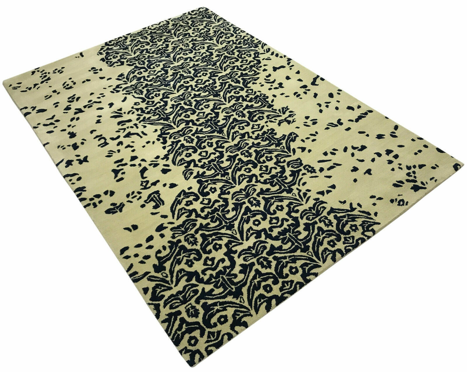 Beige sininen matto 100 % villaa 160 x 230 cm itämainen matto, käsin tuftattu, Debbich