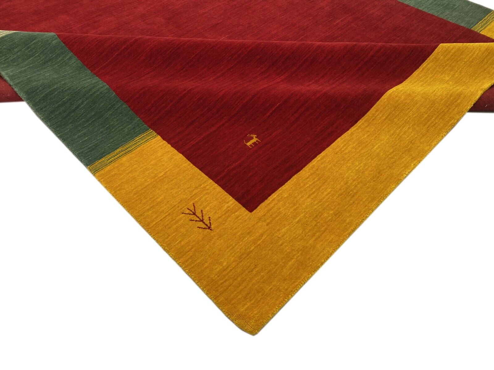 Gabbeh Teppich 100% Wolle 200x250 cm Rot Beige Handgewebt Orientteppich Bunt