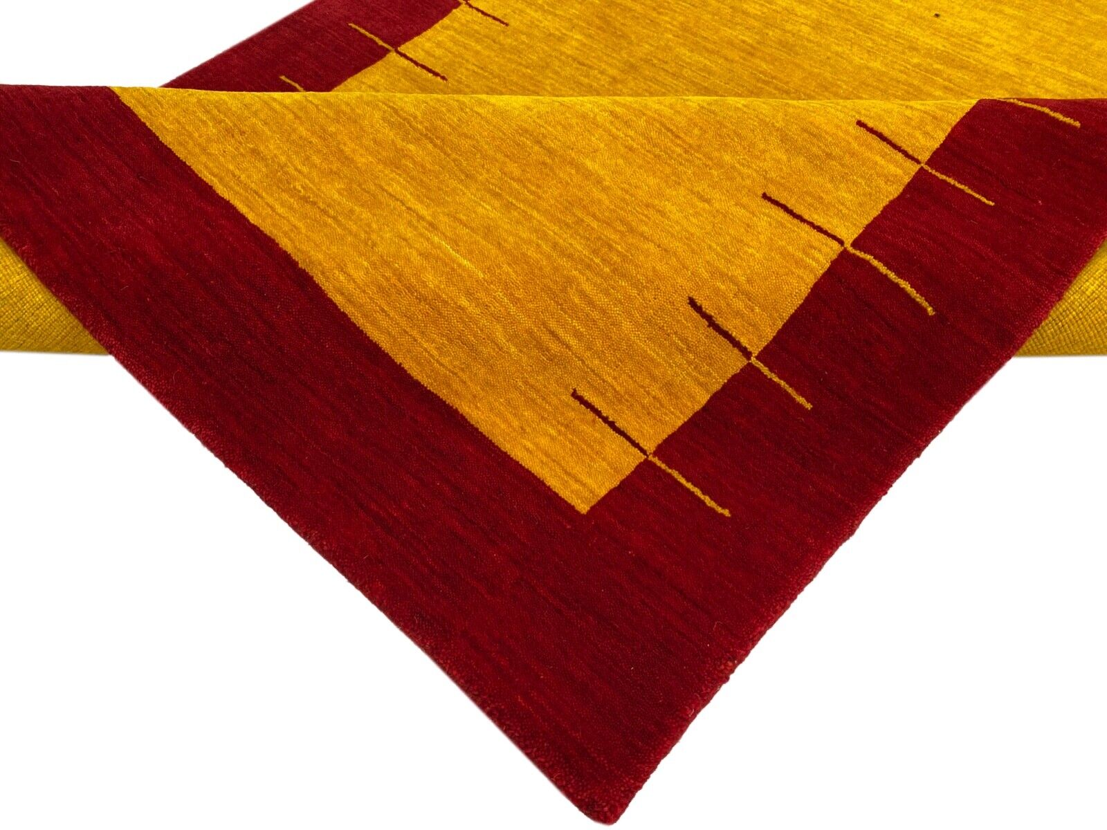 Gold Rot Teppich 100% Wolle Gabbeh 120x180 cm Handgewebt Home Deko WR149