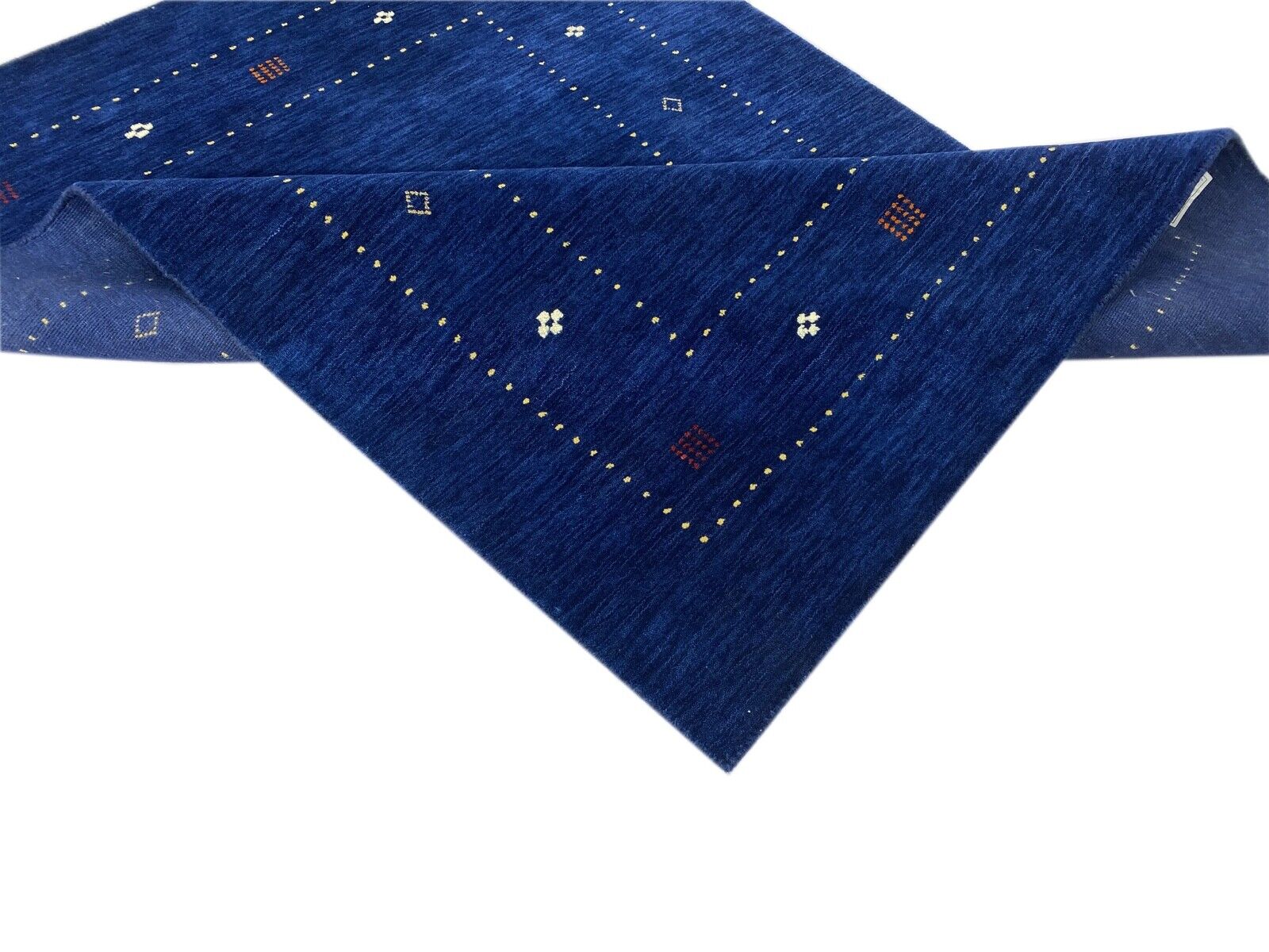 Gabbeh Teppich Blau 100% Wolle 120x170 cm Handgewebt Orientteppich Lori WR60