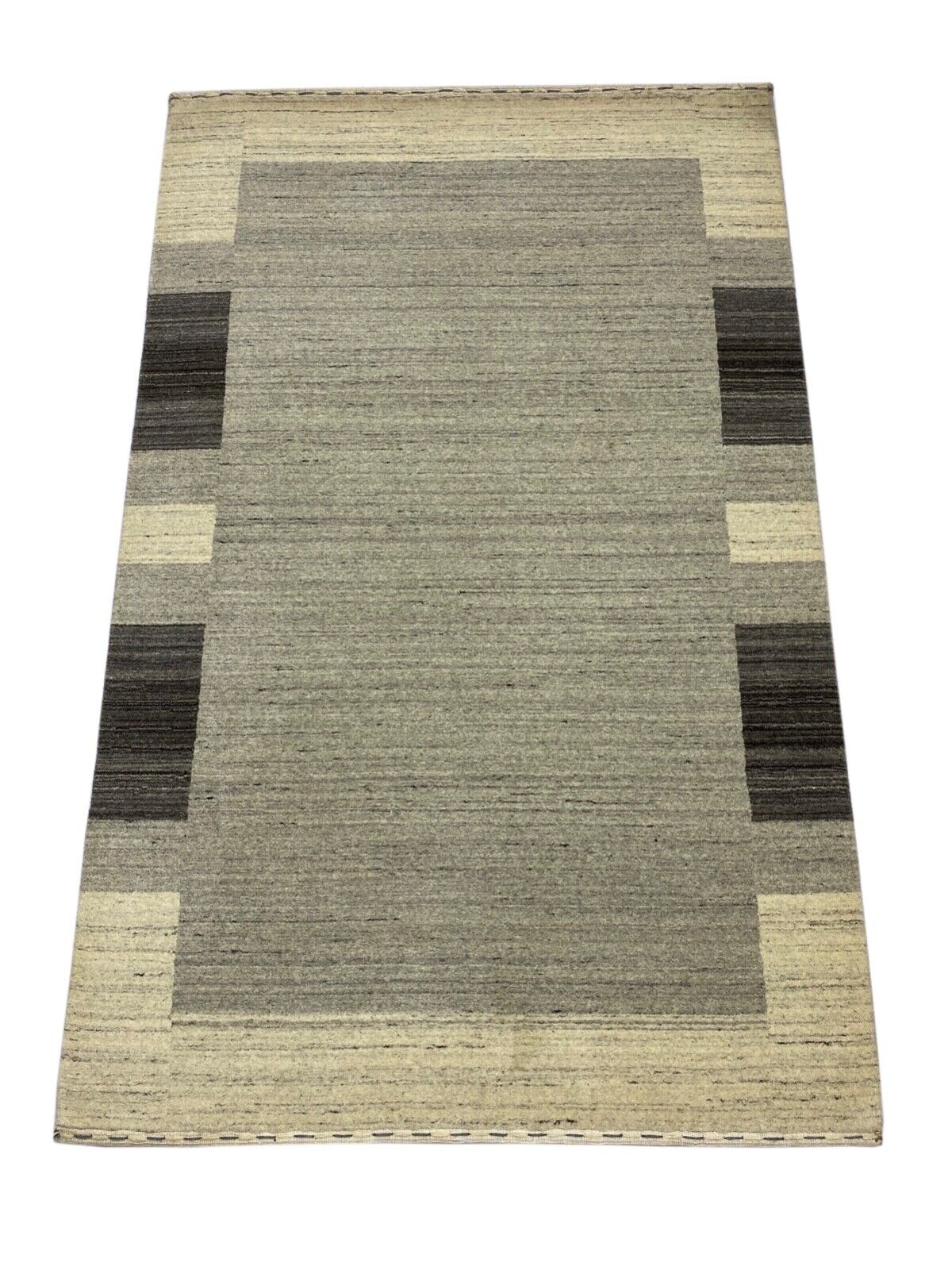 Teppich 100% Wolle Grau Beige Gabbeh lori Handgewebt 120x186 cm S150