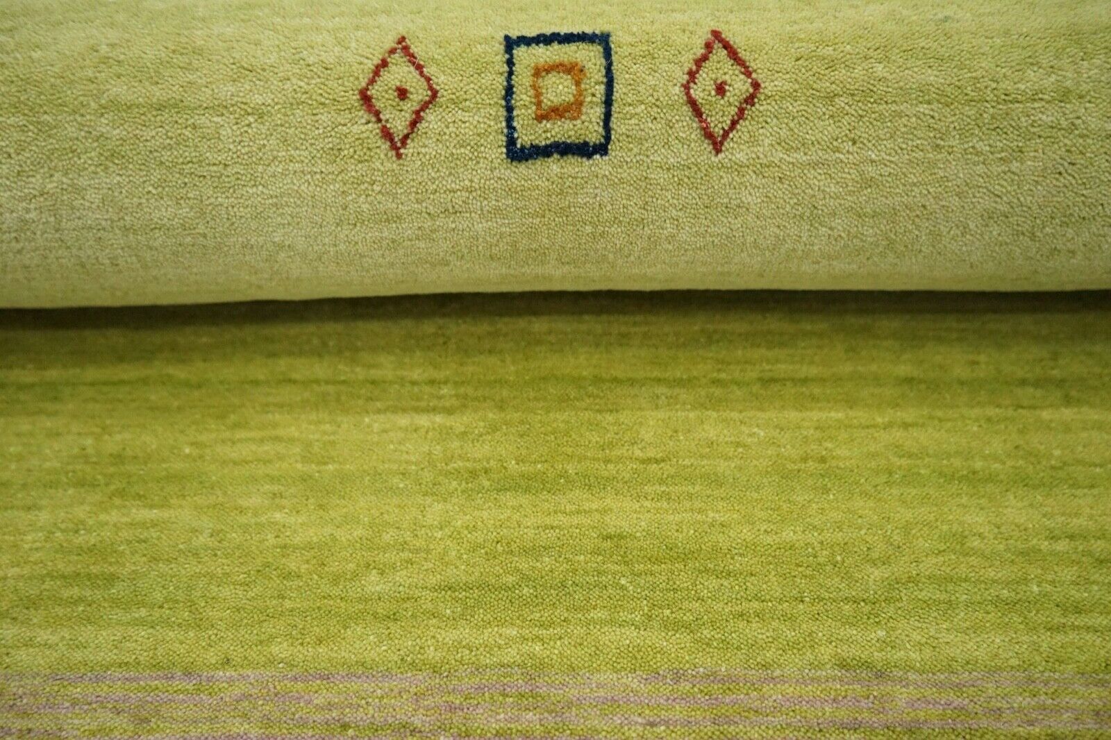 Gabbeh Teppich Violett Grün 100% Wolle 170x240 cm Handgewebt Orientteppich Lr649