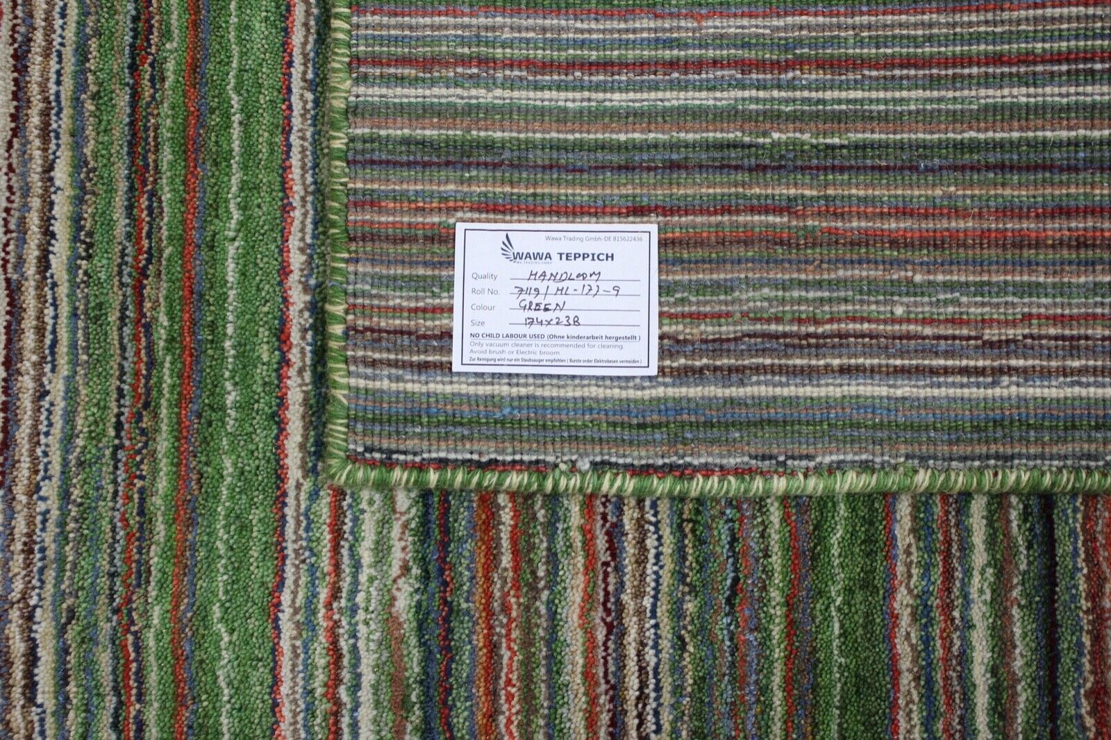 Gabbeh kilimėlis, žalias, 100 % vilnonis, rytietiškas, rankų darbo, 170 x 240 cm, HL177