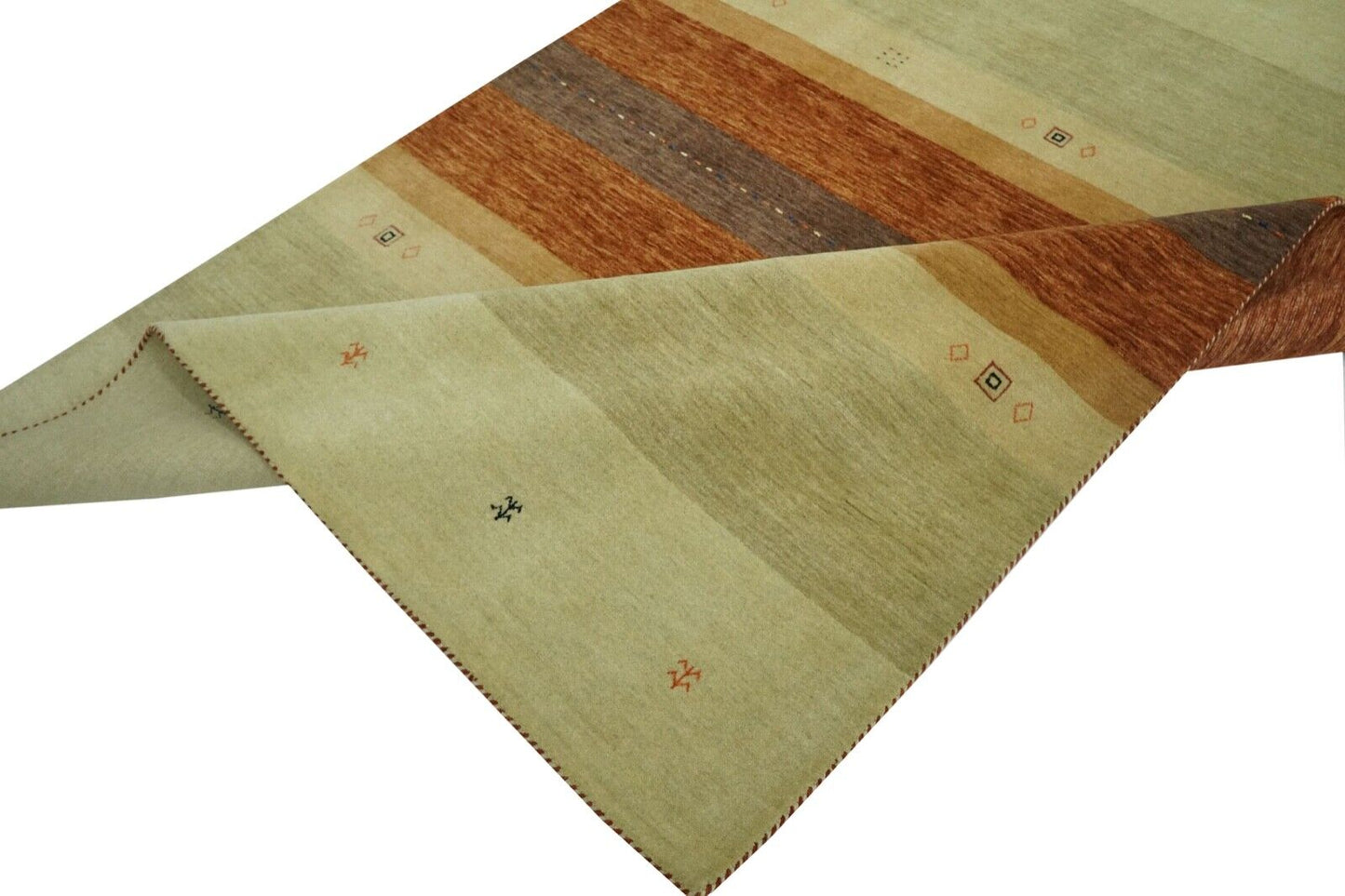 Gabbeh Teppich Rot Gold Beige 100% Wolle 170x240 cm Handgewebt Lr673