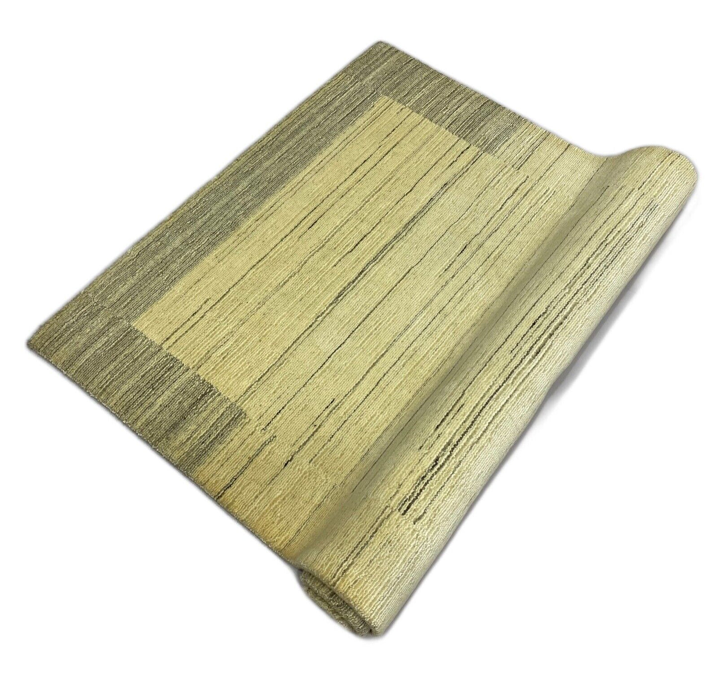 Teppich Gabbeh Beige Grau Wolle Viskose loom lori Handgewebt 120x178 cm S17
