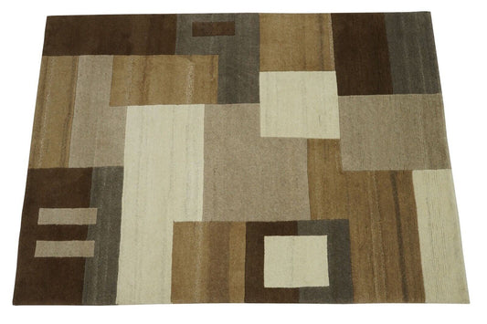 Nepal Teppich Handgeknüpft 100% Wolle Braun Beige Grau 140X200 cm N771