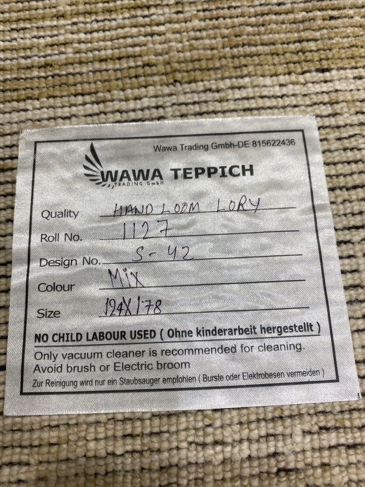 Gabbeh Teppich 100% Wolle Beige loom lori Handgewebt 120x180 cm S42