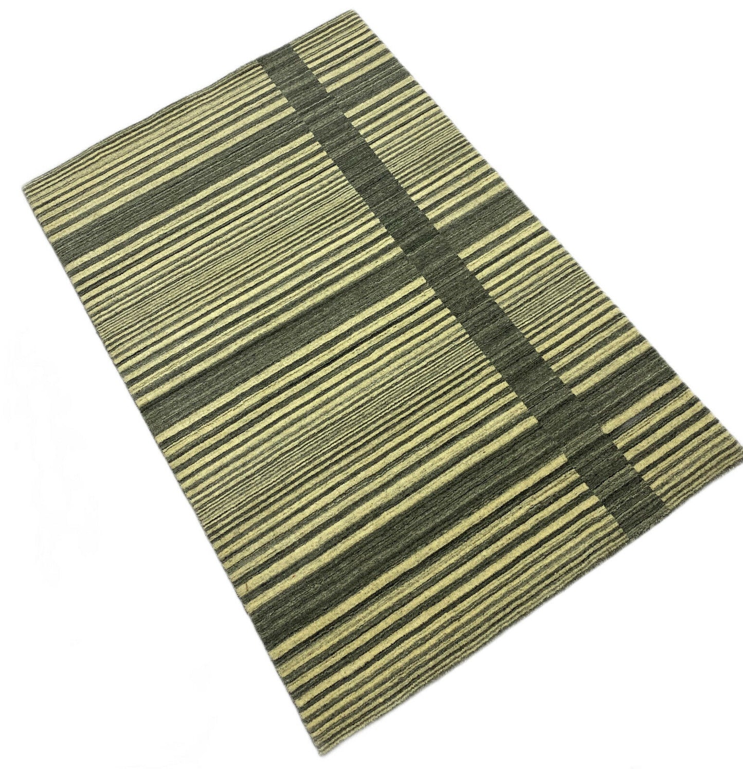 Grau Teppich 100% Wolle Beige Gabbeh lori Handgewebt 124x187 cm Naturwolle S105