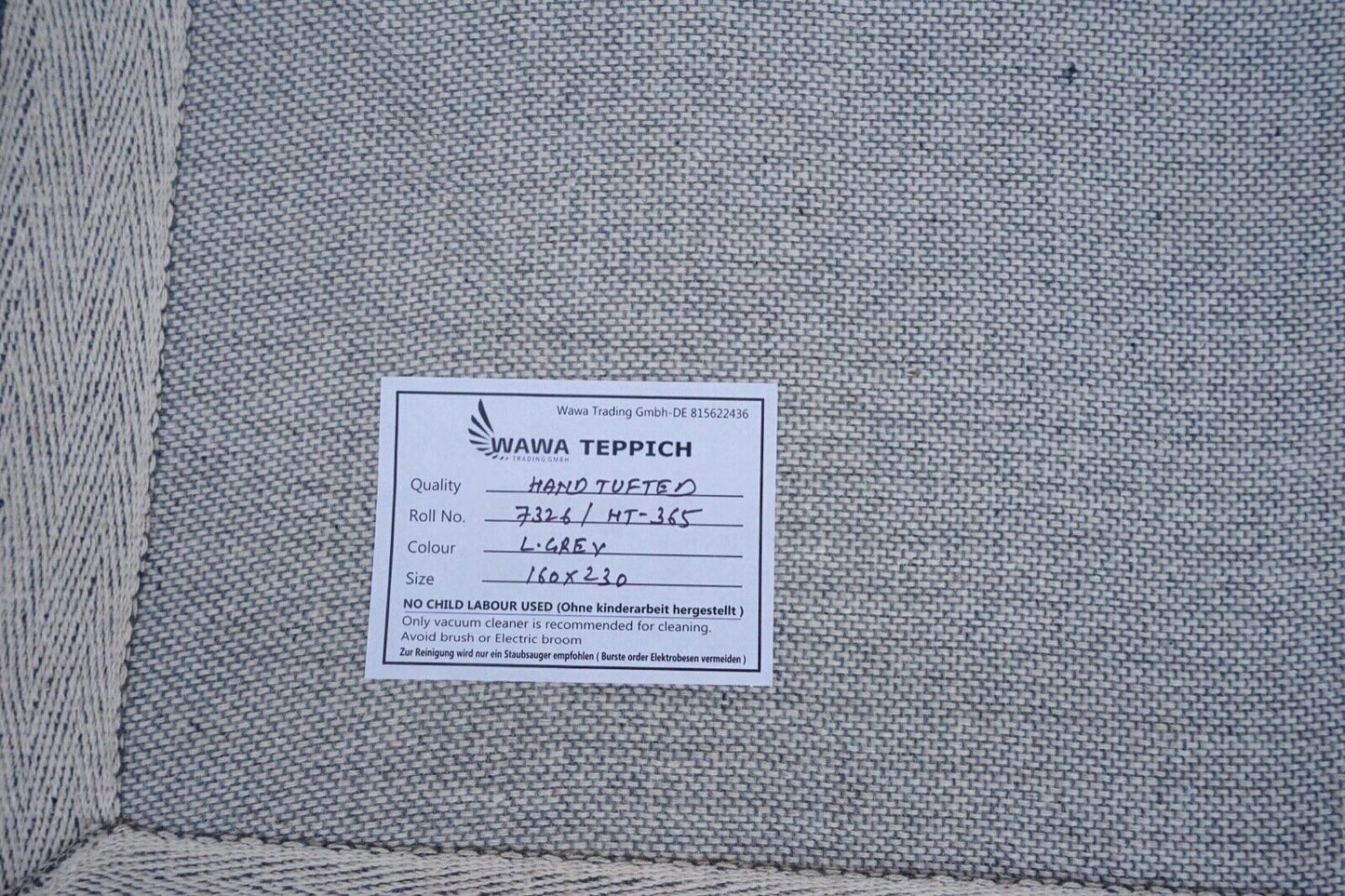 Teppich 100% Wolle Beige Grau 160X230 cm Orientteppich Handgetuftet HT365u