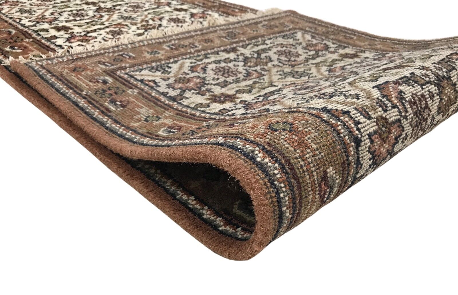 Beige Teppich Orient Läufer Herati Braun Cream 80x300 cm 100% Wolle Handgeknüpft