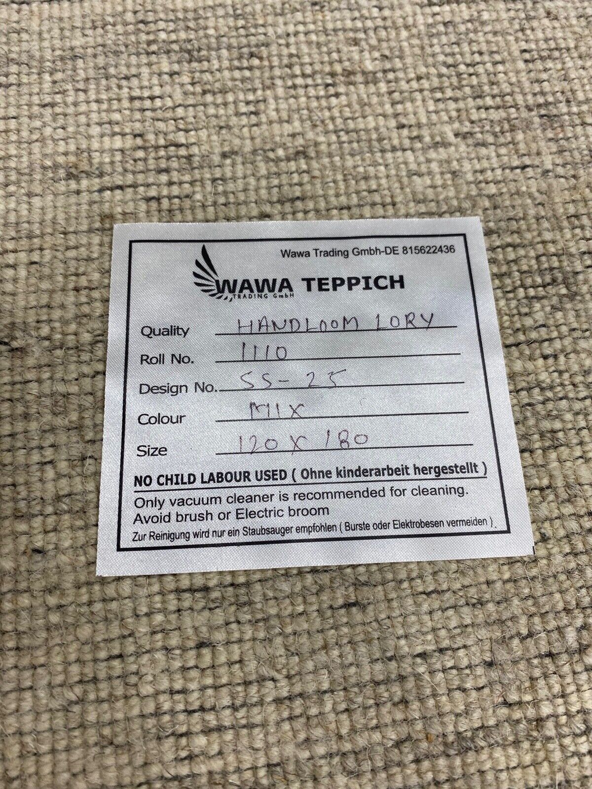 Gabbeh Teppich 100% Wolle Grau Beige loom lori Handgewebt 120x180 cm S25