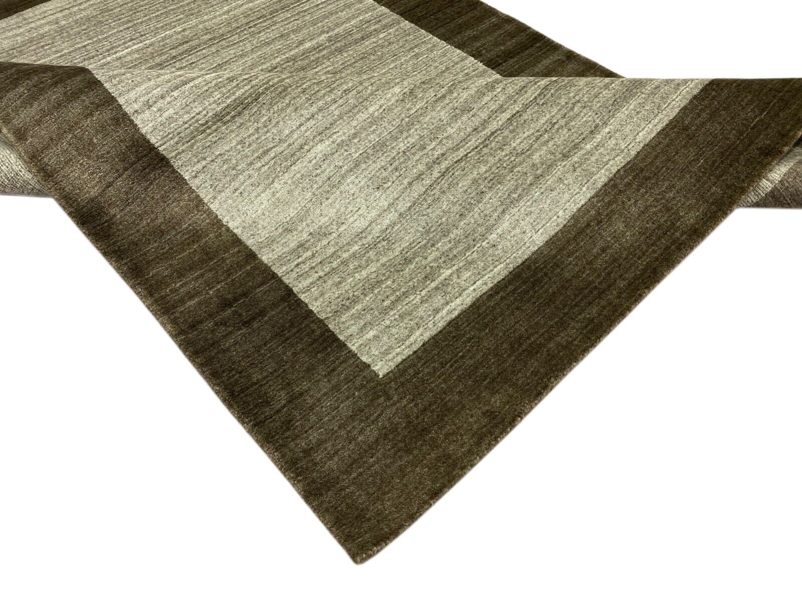 Grau Teppich 100% Wolle Braun Gabbeh Handgewebt 125x176 cm dp Garn S181