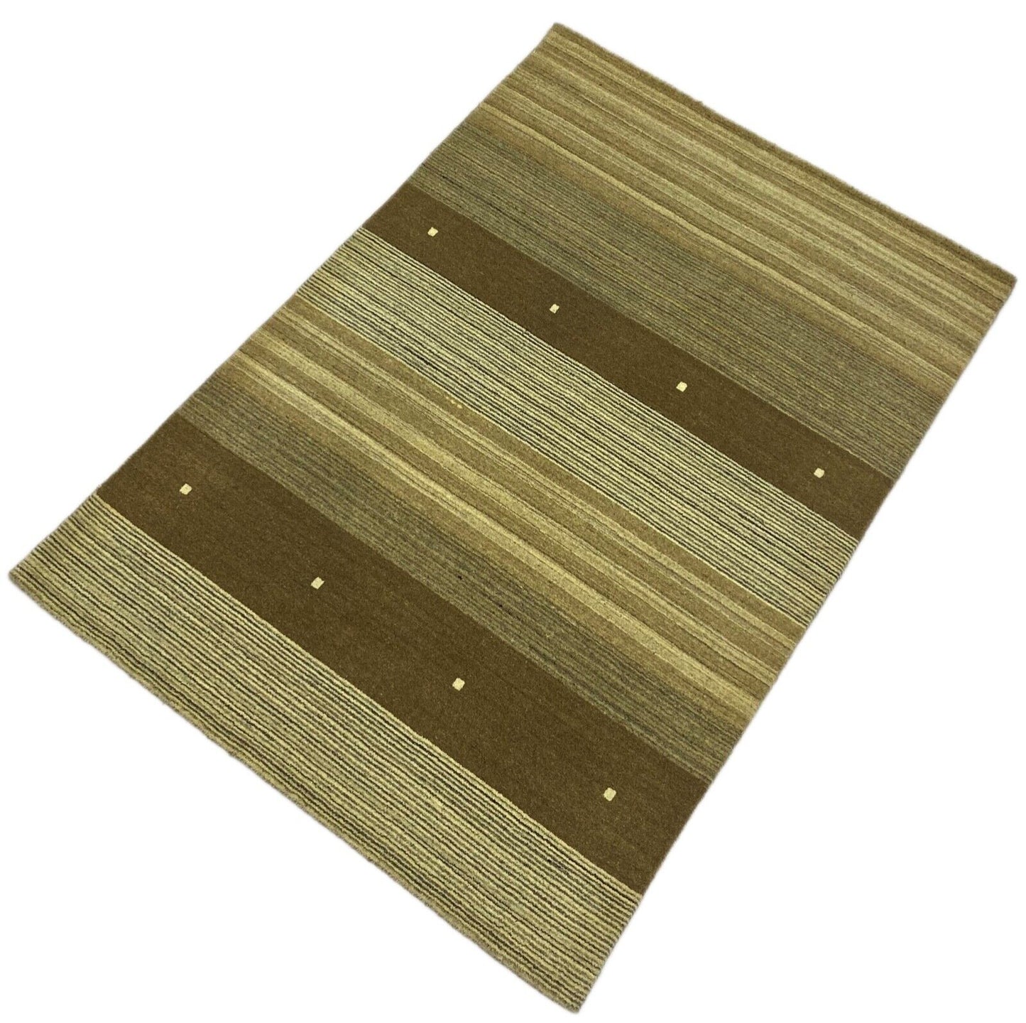 Gabbeh Teppich 100% Wolle Braun Beige loom lori Handgewebt 128x182 cm S140