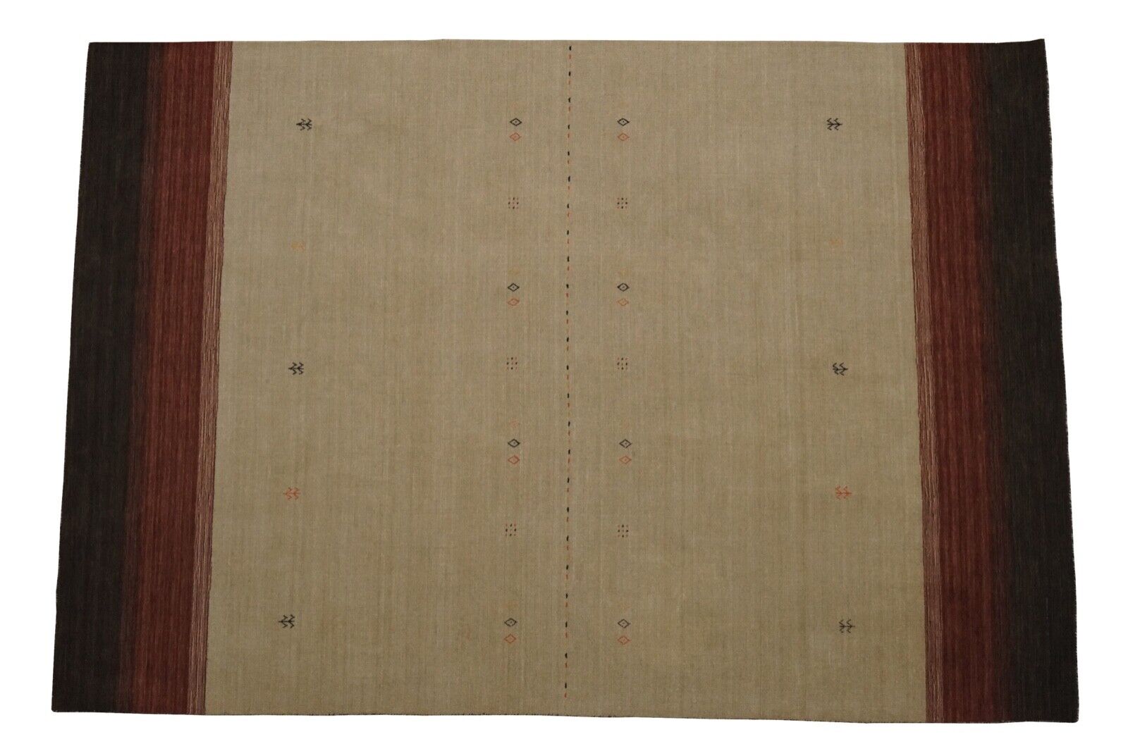 Gabbeh Teppich Beige Braun 100% Wolle 200x300 cm Handgewebt Orientteppich Lr532