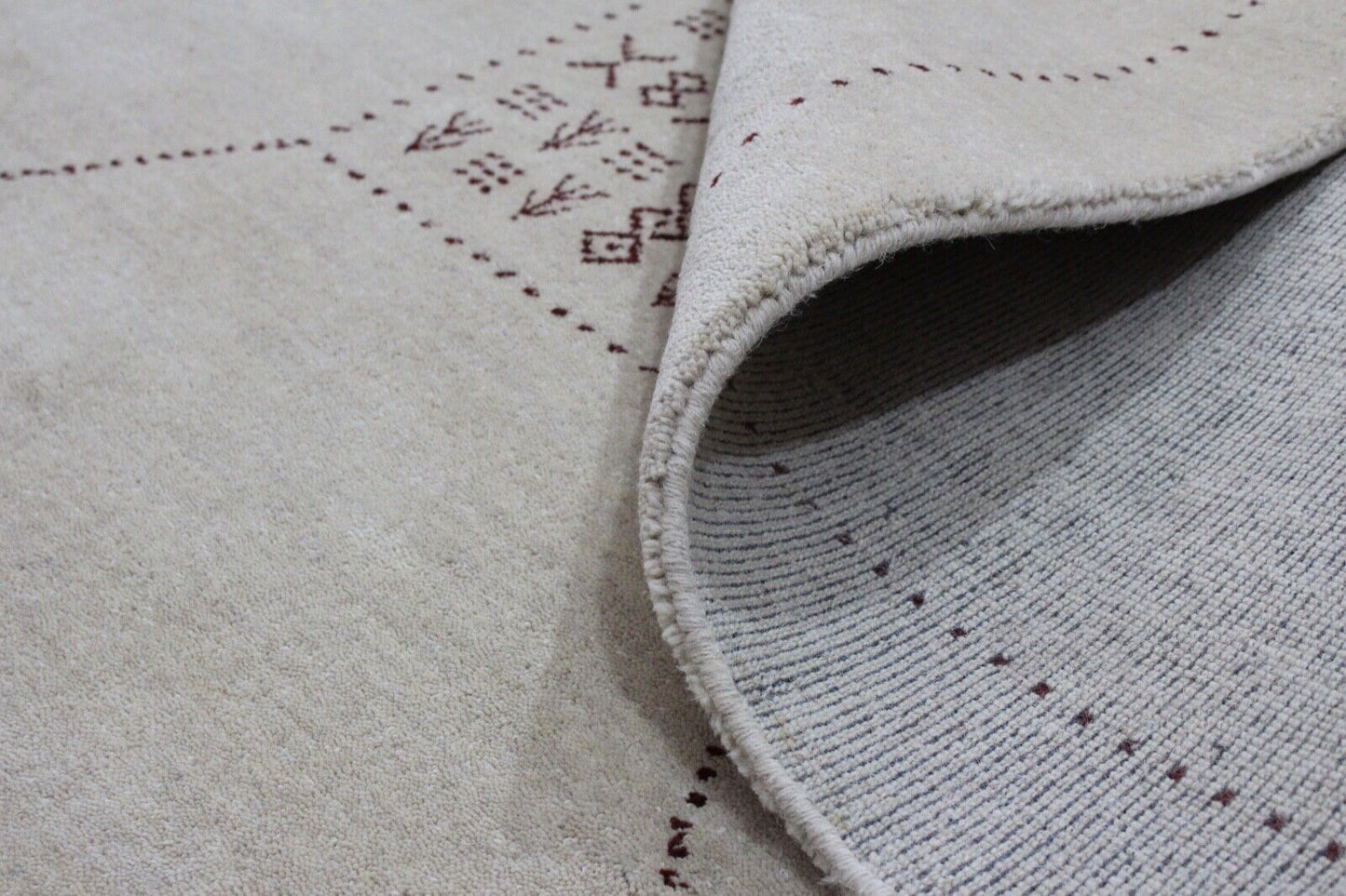 Gabbeh Teppich Beige 100% Wolle 170x240 cm Handgewebt Orientteppich R708