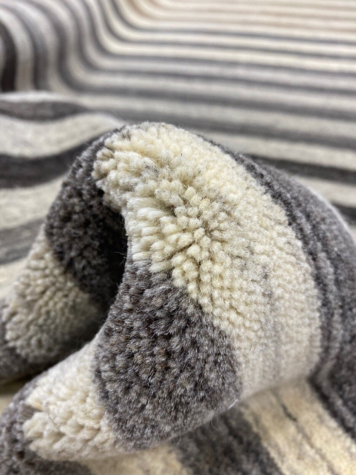 Teppich Beige Braun Grau 100% Wolle Gabbeh lori Handgewebt 122x186 cm S71