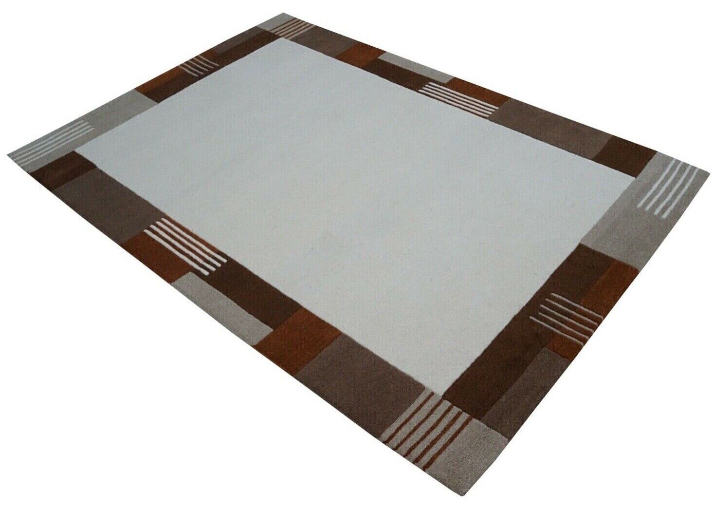 Gabbeh Beige Braun Teppich 100% Wolle 160X230cm Orientteppich Handgetuftet HT373