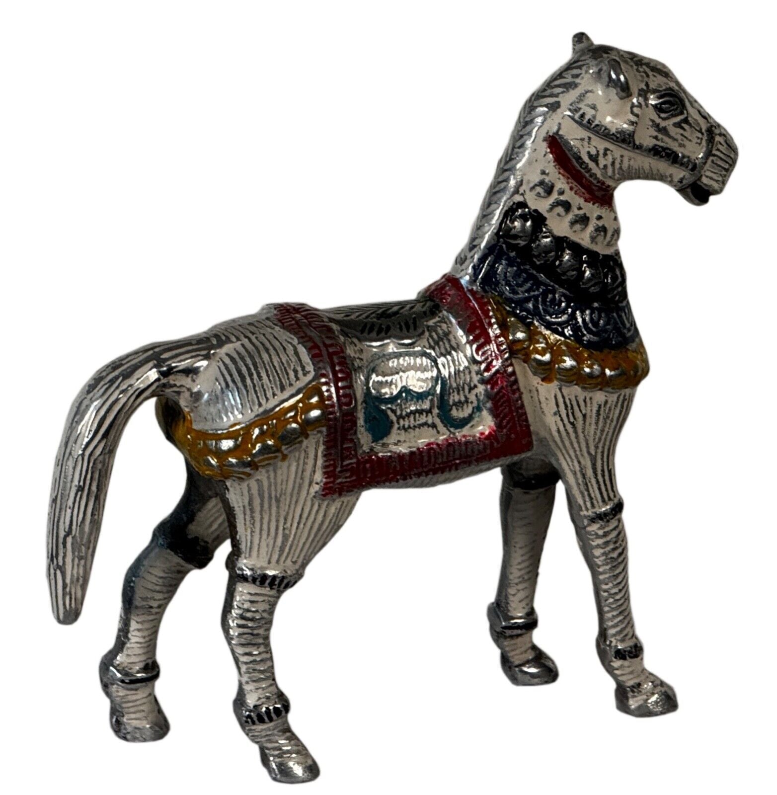 Skulptur Deko PFERD Aluminiumsockel HORSE Figur STATUE Handgefertig