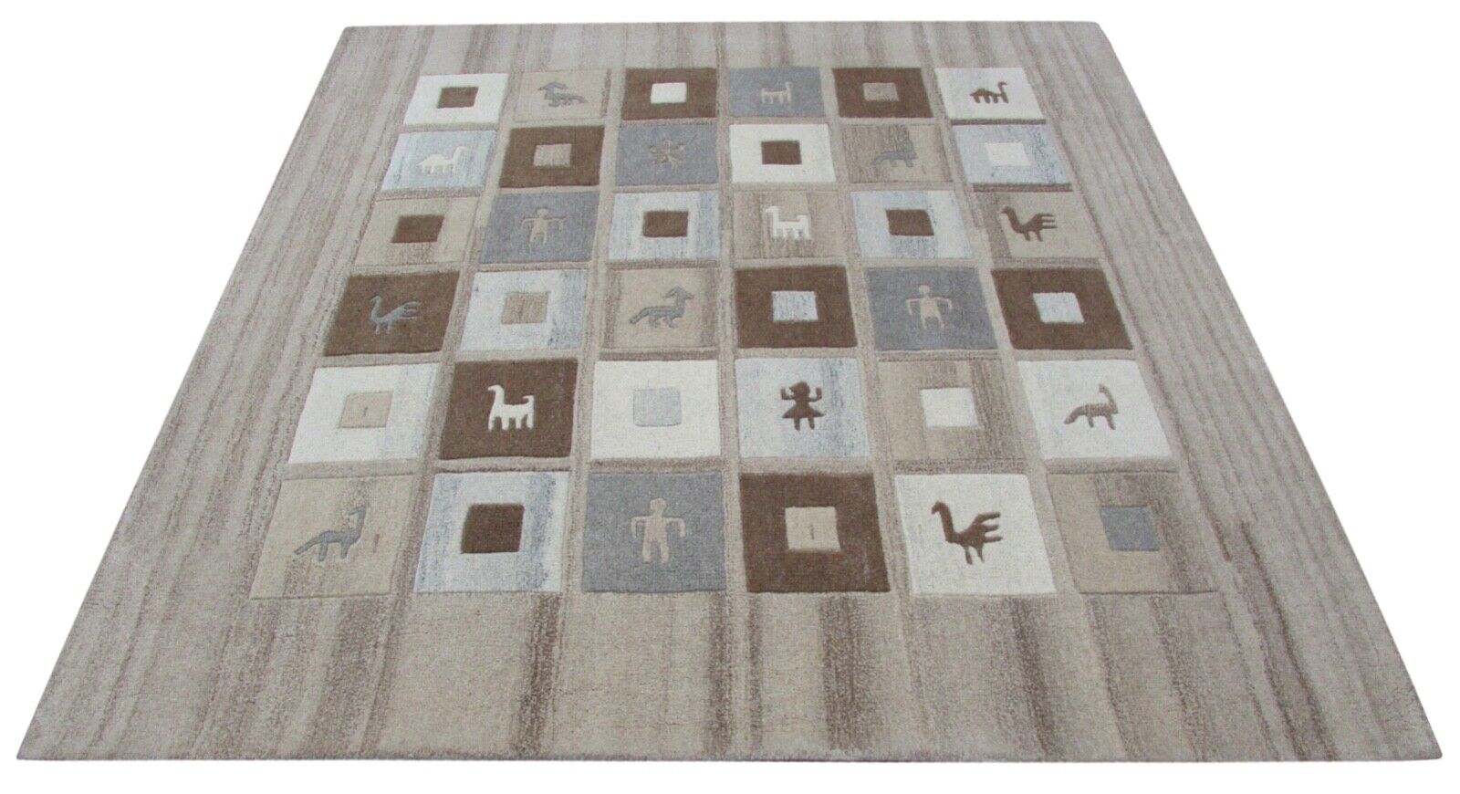 Taup Grau Handgetuftete Teppich 200X200 CM 100% Wolle Handarbeit Designer T888