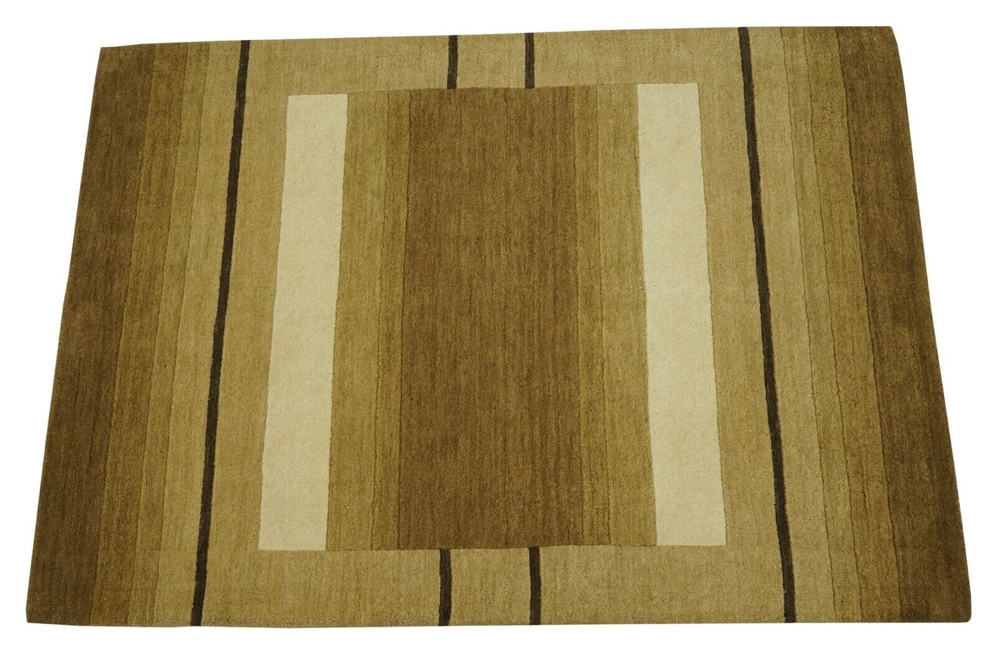 140X200 cm Teppich 100% Wolle Braun Gold Beige Orientteppich Handgetuftet HT584