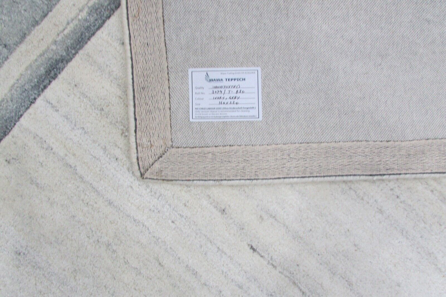 Grau Beige Teppich Wolle Beige 160X230 cm Handarbeit Handgetuftet T830