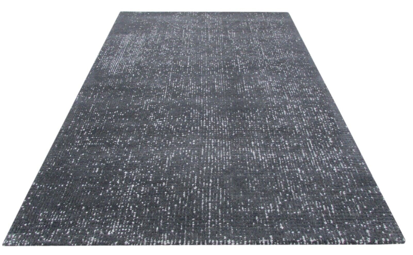 Teppich 100% Wolle Schwarz Grau 160X230 cm Wohnzimmer Design Handgetuftet T792