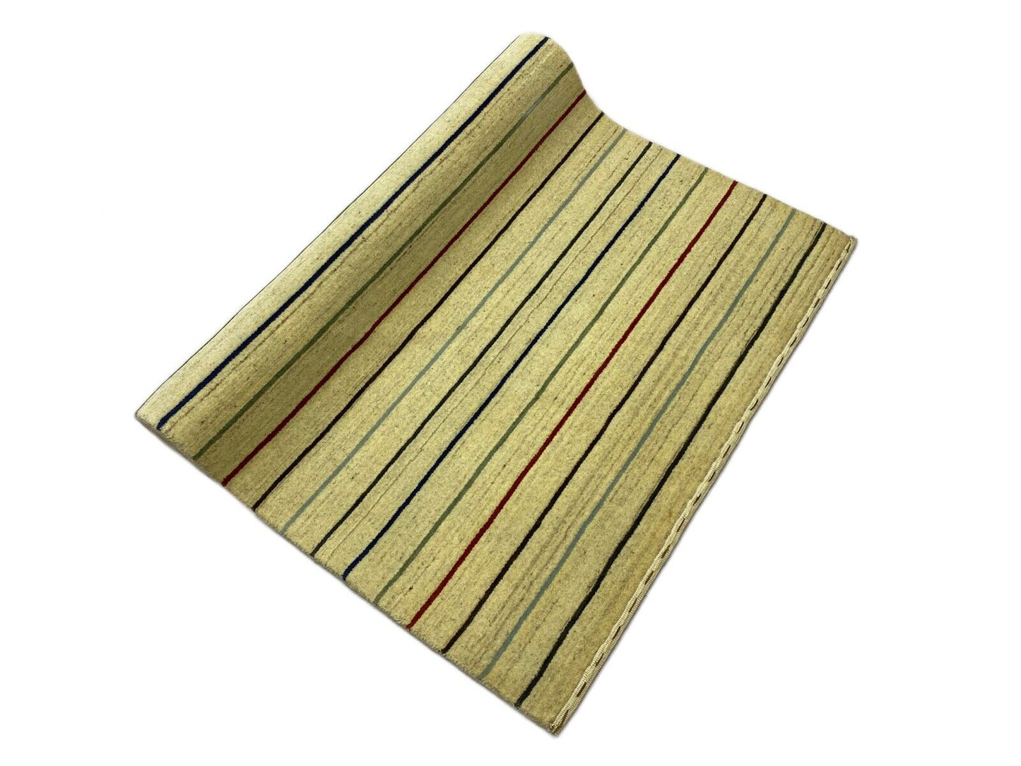 Gabbeh Teppich 100% Wolle Beige loom lori Handgewebt 120x180 cm S39