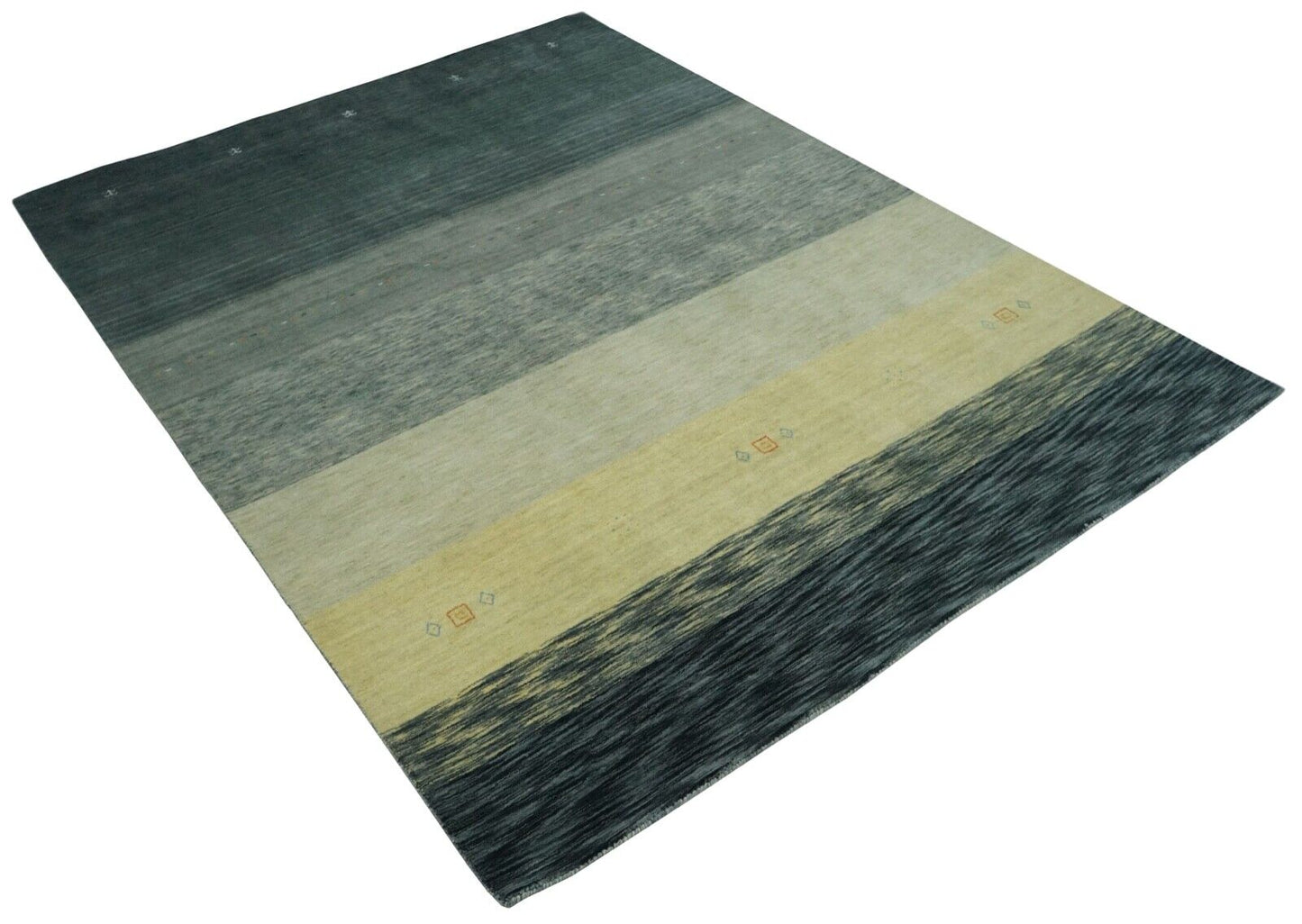 Gabbeh Teppich Grau Beige 100% Wolle 170x240 cm Handgewebt Orientteppich Lr505