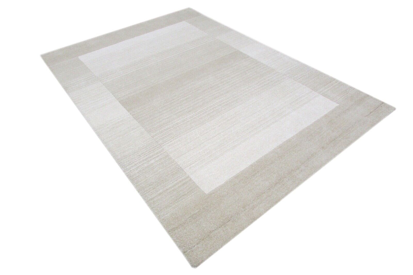 100% Wolle 160X230 cm Handarbeit Beige Teppich Handgetuftet Elfenbeinfarbe T837