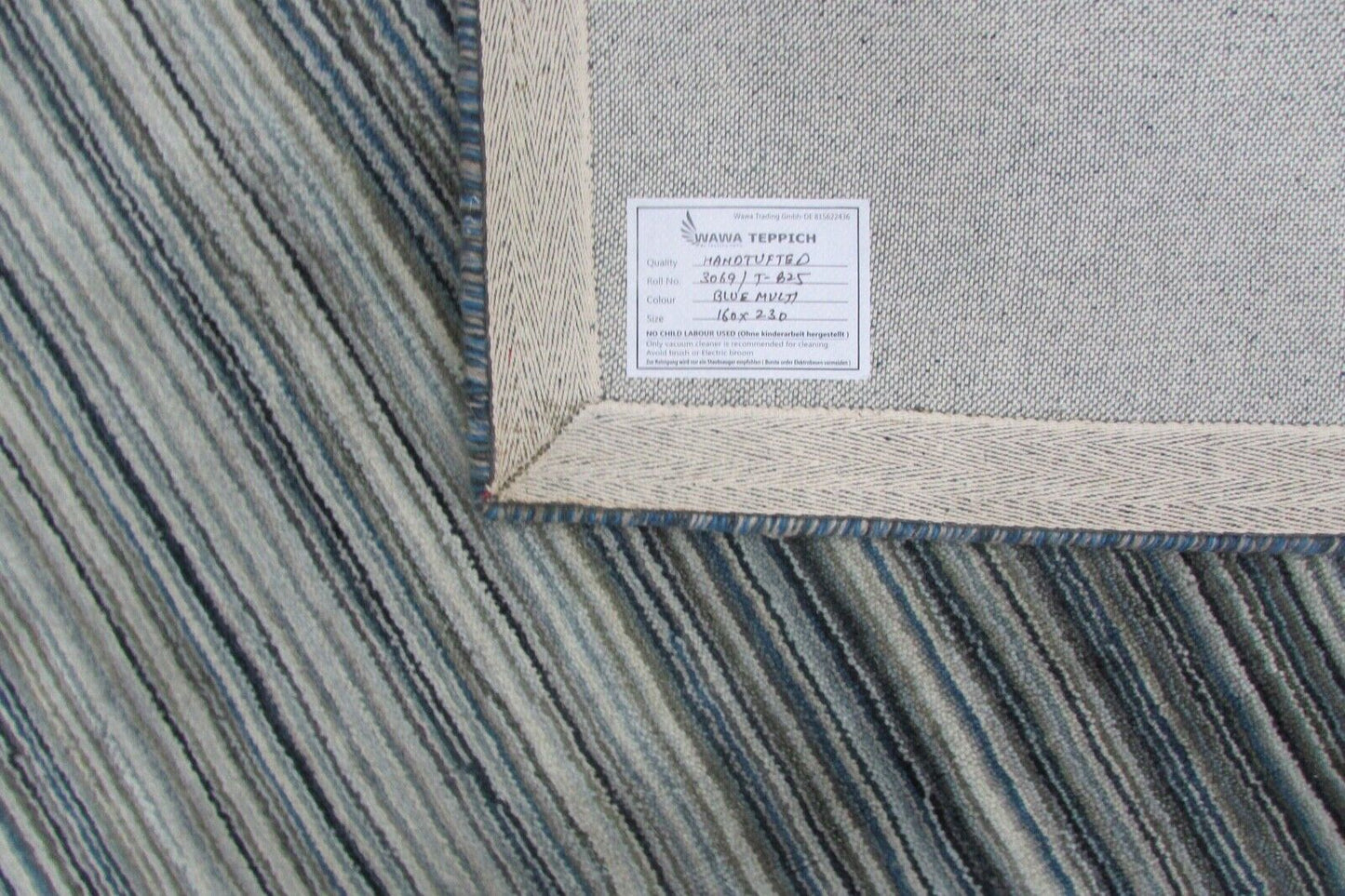 Mint Grün Teppich 100% Wolle 160X230 cm Beige Orientteppich Handgetuftet T825