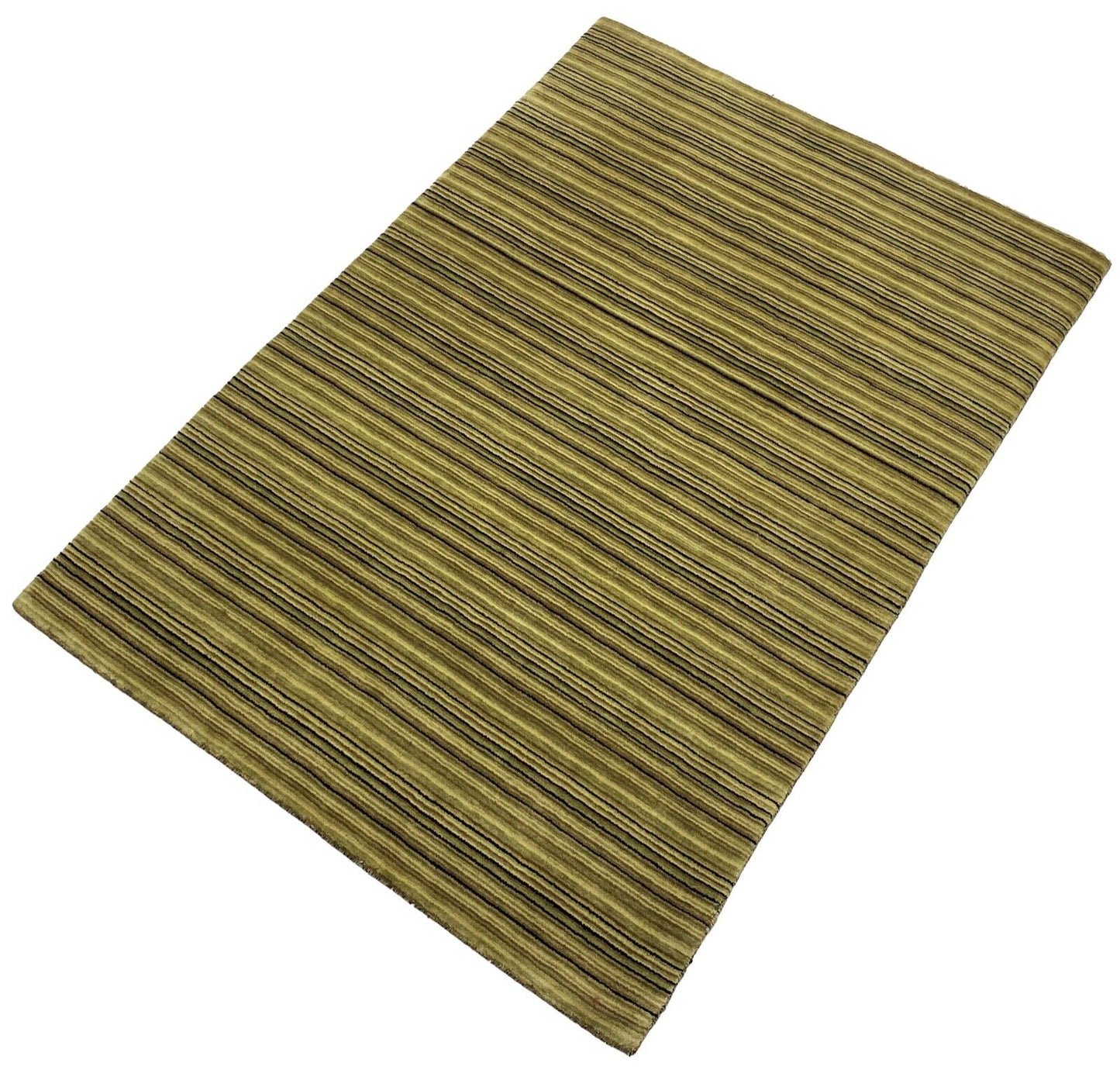 Teppich 100% Wolle Beige Braun Grün Gabbeh lori Handgewebt 142x203 cm S188