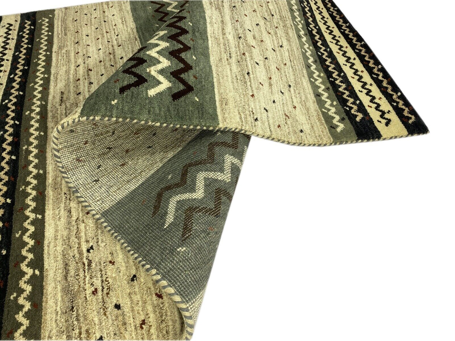 Gabbeh Teppich 100% Wolle Beige Braun Handgeknüpft 170X243 cm WR17