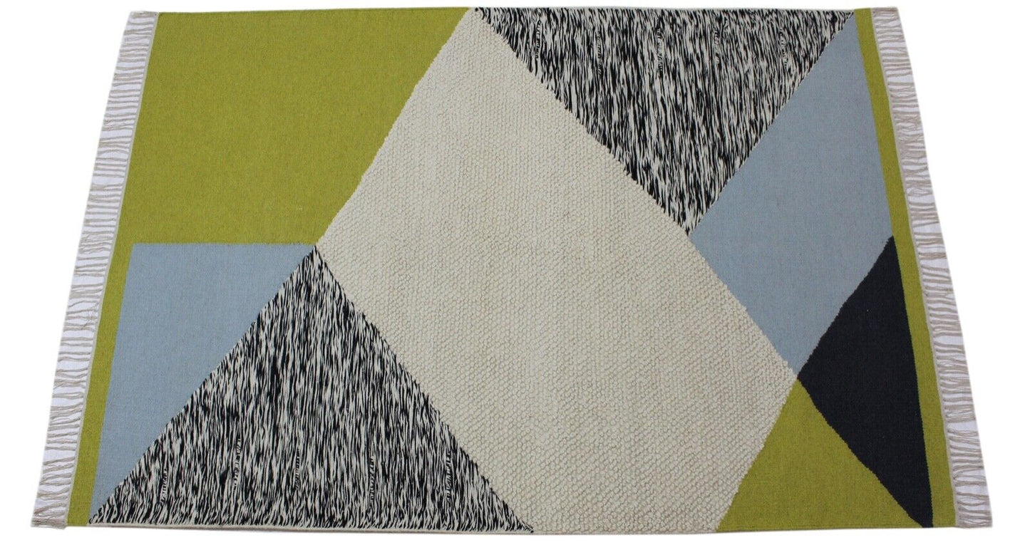 Kilim 100% wolle Teppich Handgewebt Gold Grün Beige Kelim 160X230 cm