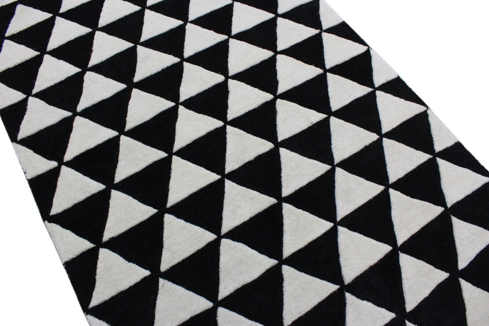 Alfombra 100% lana beige y negra, 120 x 180 cm, hecha a mano, con mechones a mano ME2