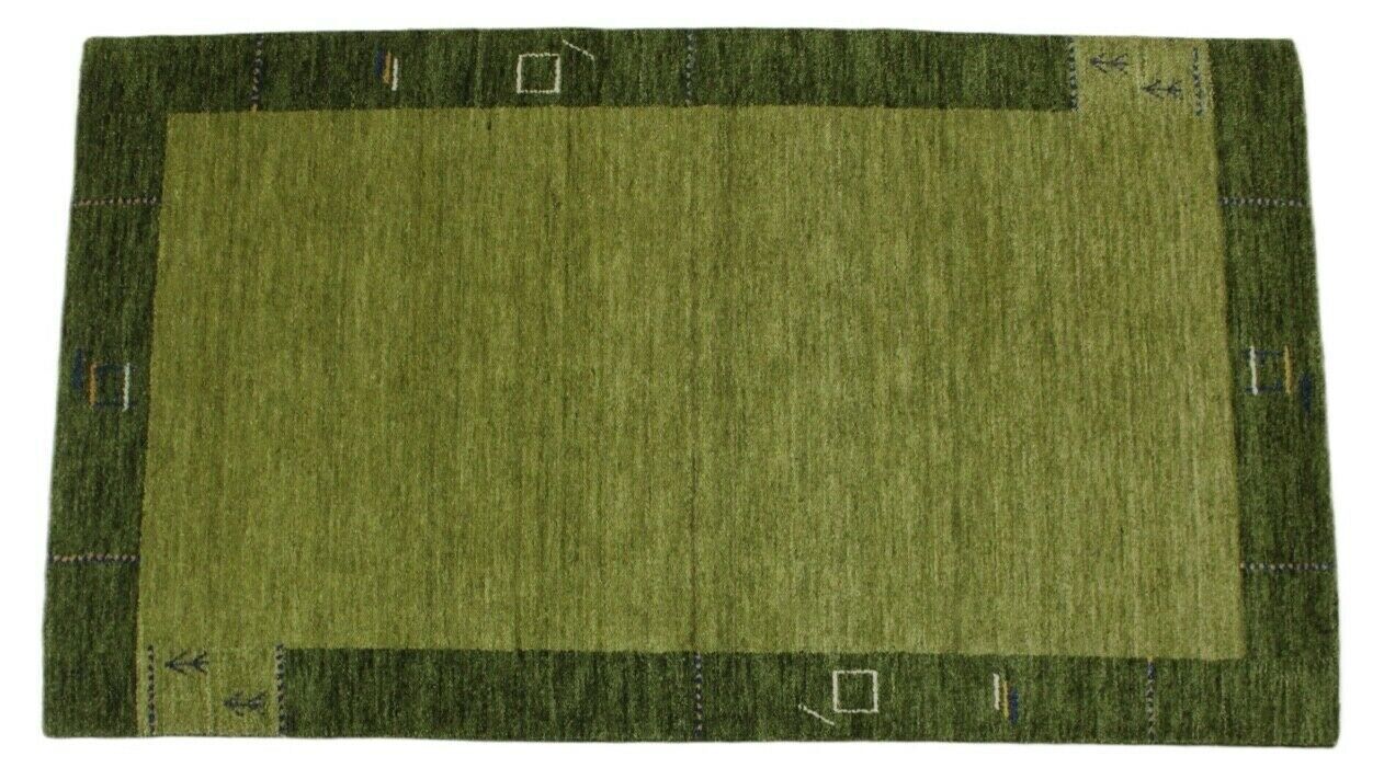 Gabbeh Teppich Grün 100% Wolle Handgewebt Orientteppich Lori 90x160 cm WR110