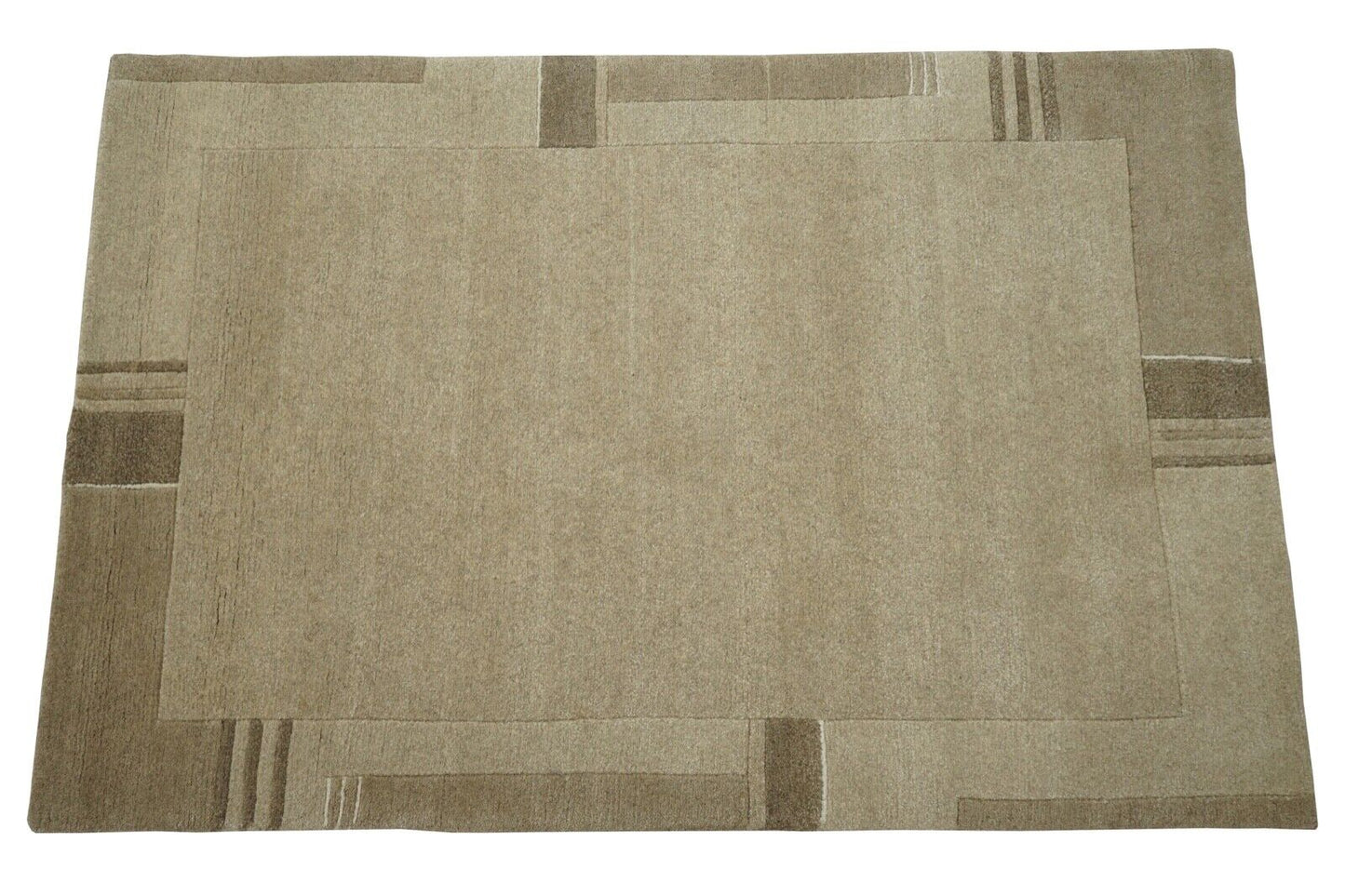 Nepal Teppich Handgeknüpft Braun Beige 100% Wolle Orientteppich 122x184 cm N754