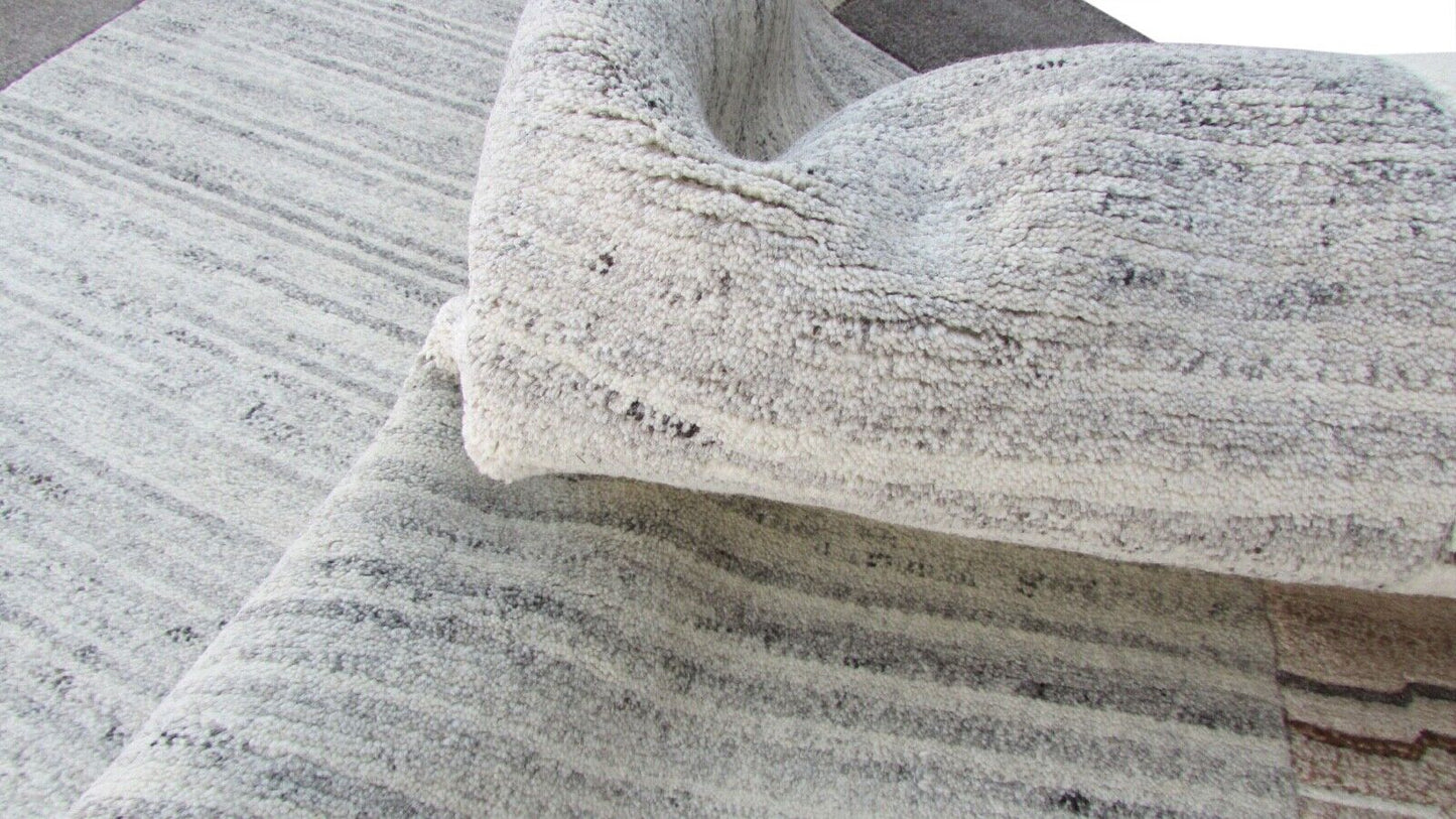 Nepal Teppich Handgeknüpft Beige Grau 100% Wolle Orientteppich 170x240 cm N-22