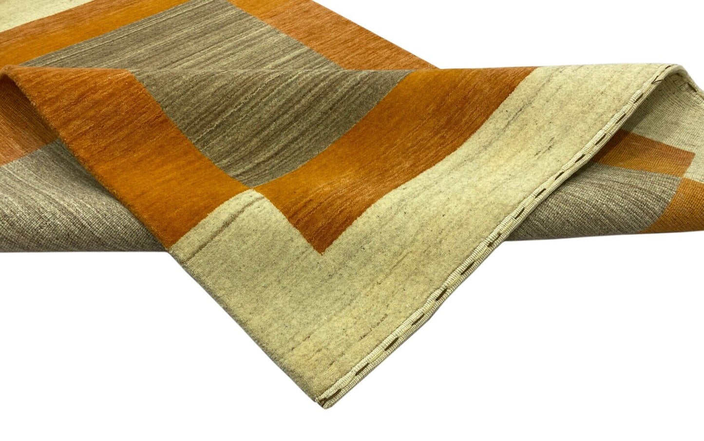 Teppich 100% Wolle Braun Beige Orange Gabbeh lori Handgewebt 125x181 cm S100