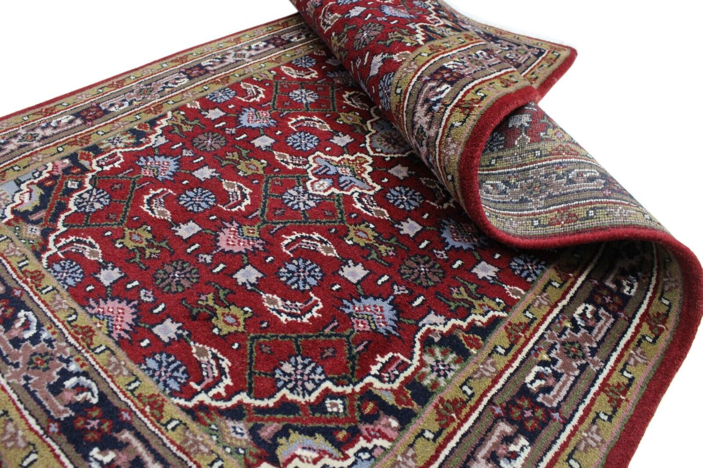 Bidjar Handgeknüpft Teppich 100% wolle Rot Blau 111x200 cm Orientteppich D14