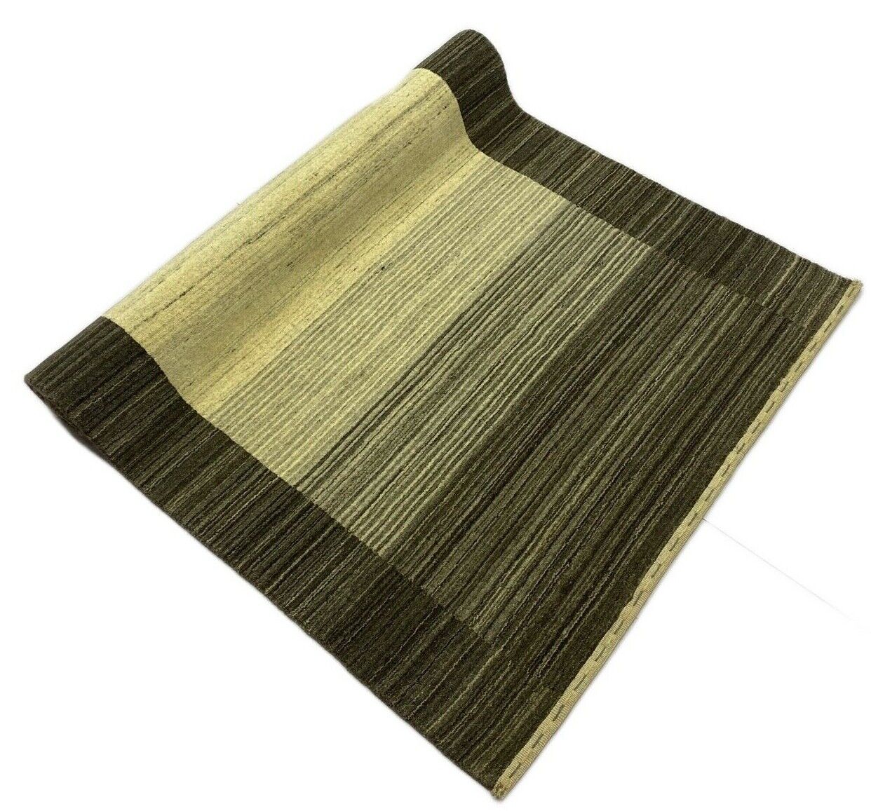 Teppich 100% Wolle Grau Beige Gabbeh lori Handgewebt 118x187 cm Naturwolle S98