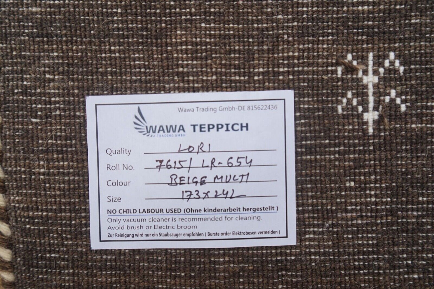 Gabbeh Teppich Beige Braun 100% Wolle 170x240 cm Handgewebt Lr653