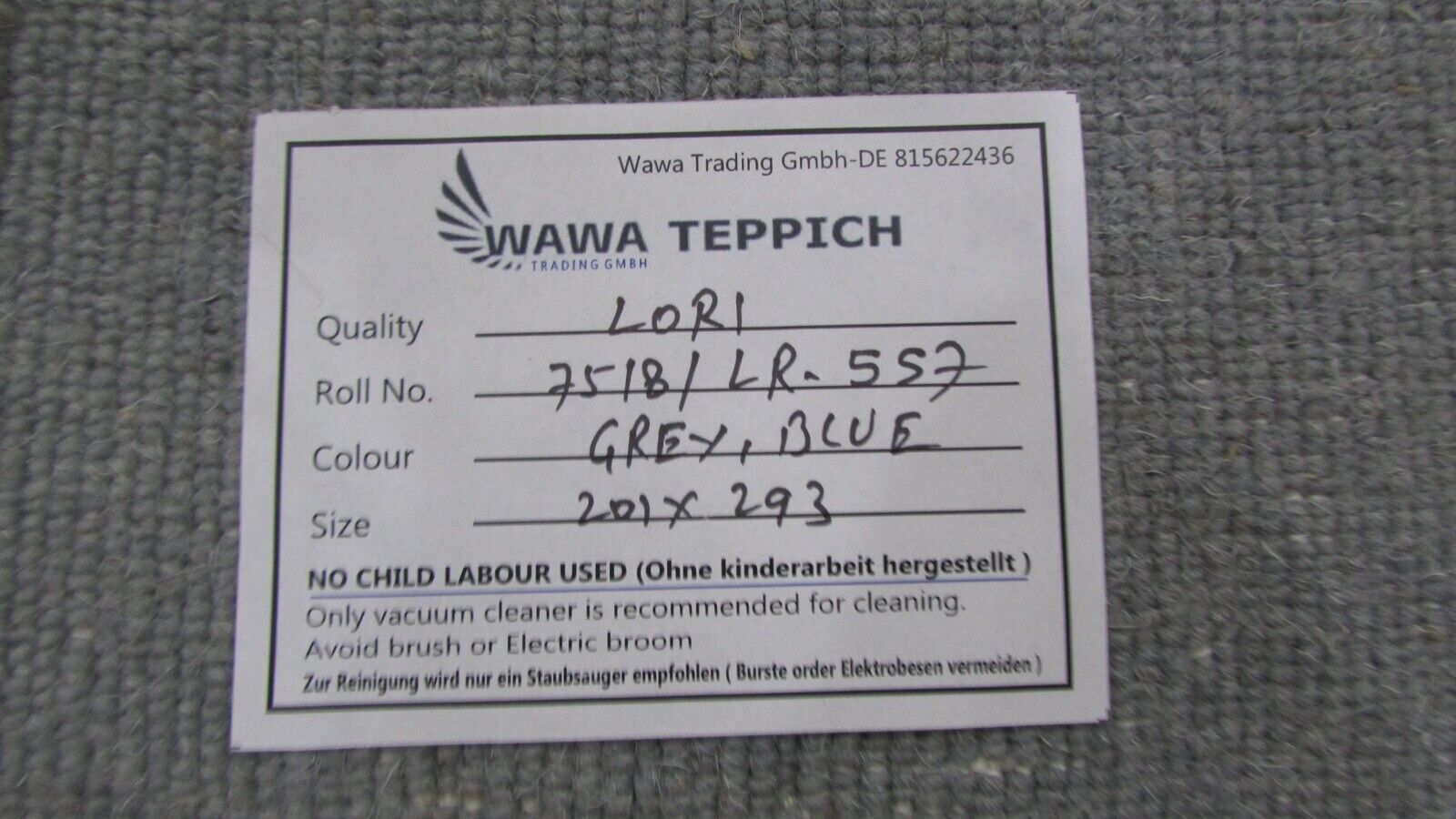 Tappeto Gabbeh Grigio Azzurro 100% Lana 200x300 cm Tessuto a Mano Orientale Lr553