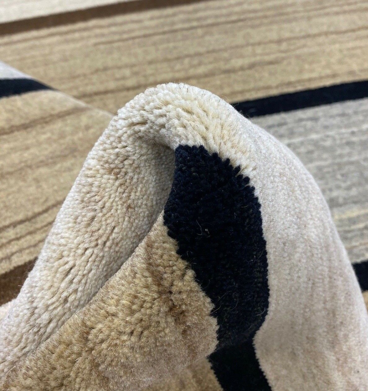 Teppich Gabbeh Beige Schwarz 100% Wolle lori Handgewebt 125x180 cm S28