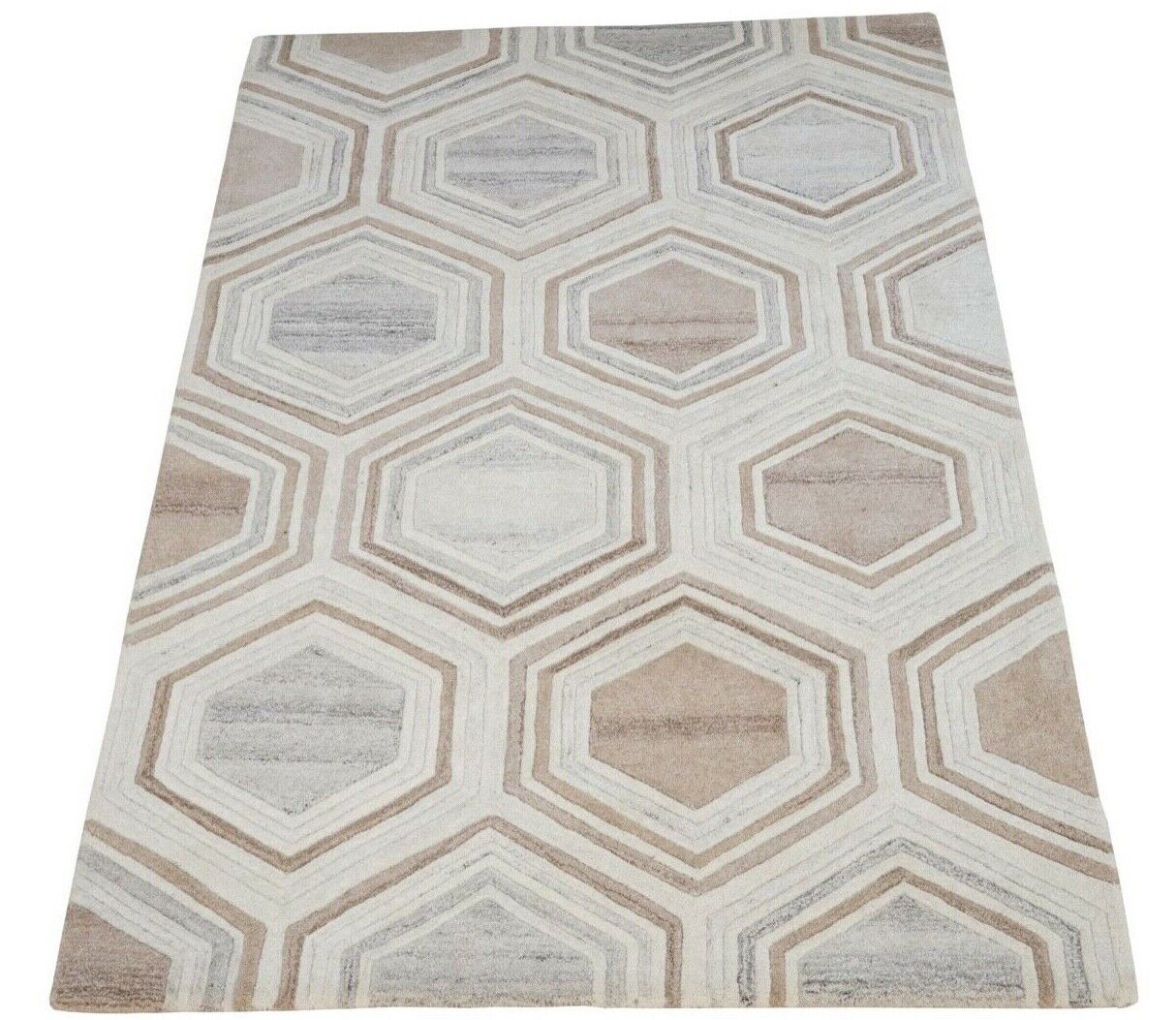 Bež siva preproga 160x230 cm 100 % volna rjava orientalska preproga ročno tkana HT299